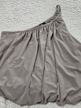 Express Asymmetrical One-Shoulder Skirt in Taupe